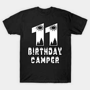 11th Birthday Camper 11 Years Old Camping Lover Theme Party graphic T-Shirt